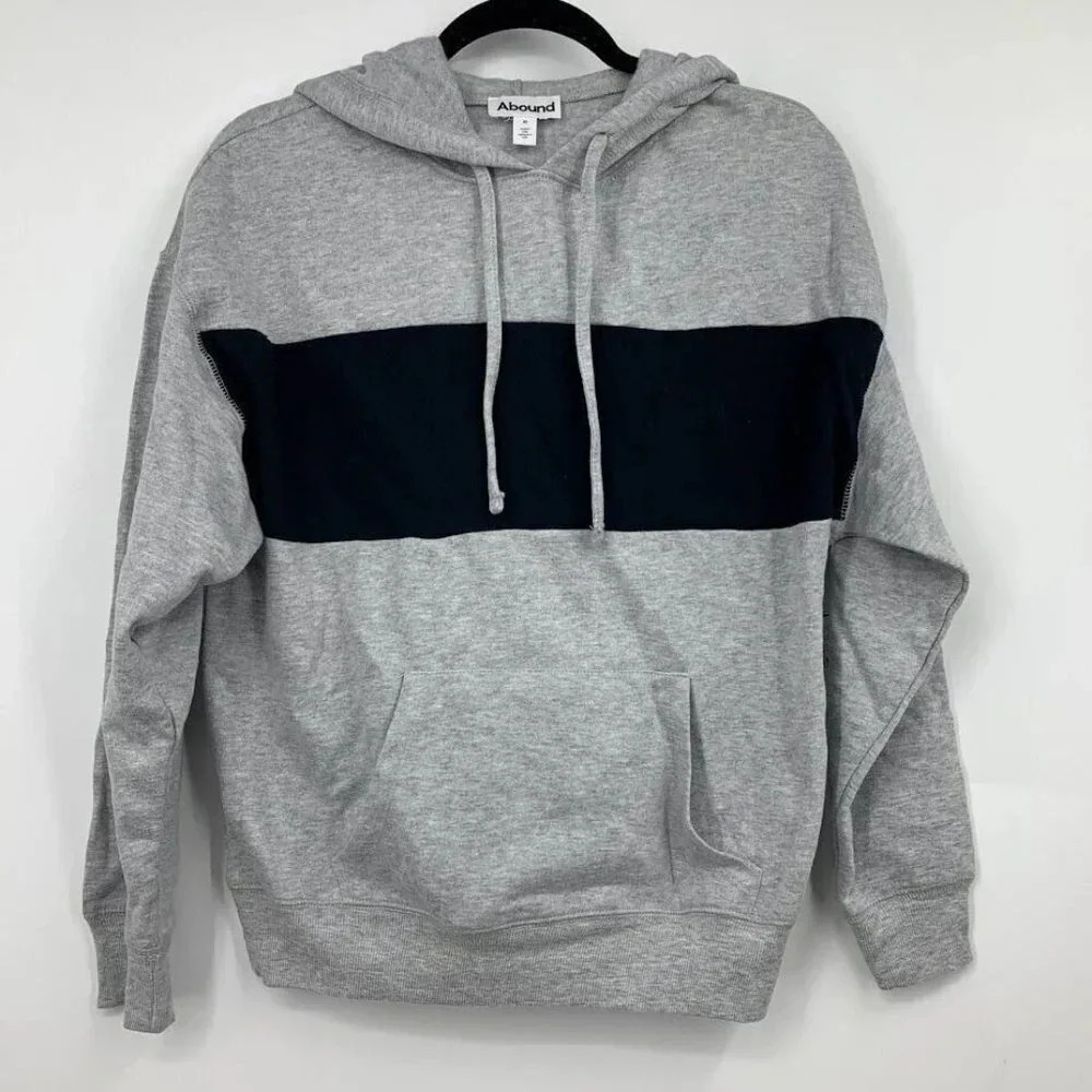 Abound Women's Striped Hoodie Color Block Pullover Sweatshirt Size M NWT